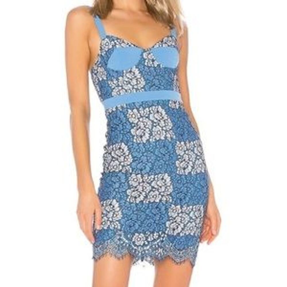 Revolve NBD Cake Lace Mini Cocktail Dress French Blue / Ivory Formal Boho